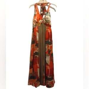 Robbie Bee NWT Halter Maxi Dress – Abstract‎ Print Boho Style, Size 6